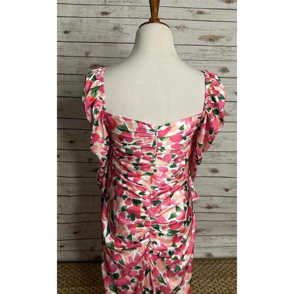 MOTF pink/multicolored heart floral sweetheart neckline maxi dress Size Large - Picture 7 of 9